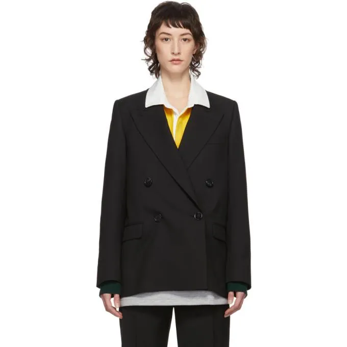 Acne Studios Black Summer Wool Double-Breasted Blazer