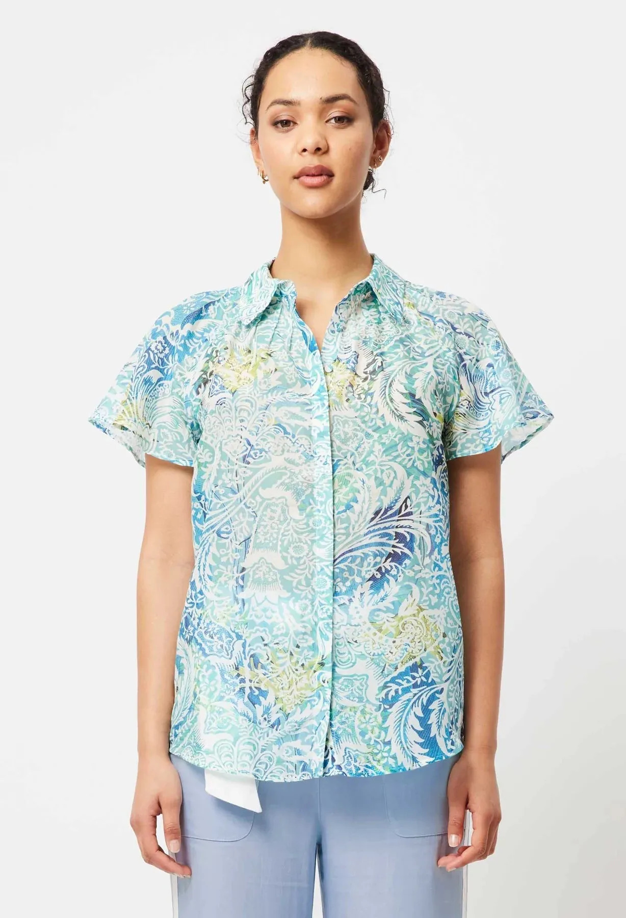 Ayanna Printed Cotton/Silk Shirt