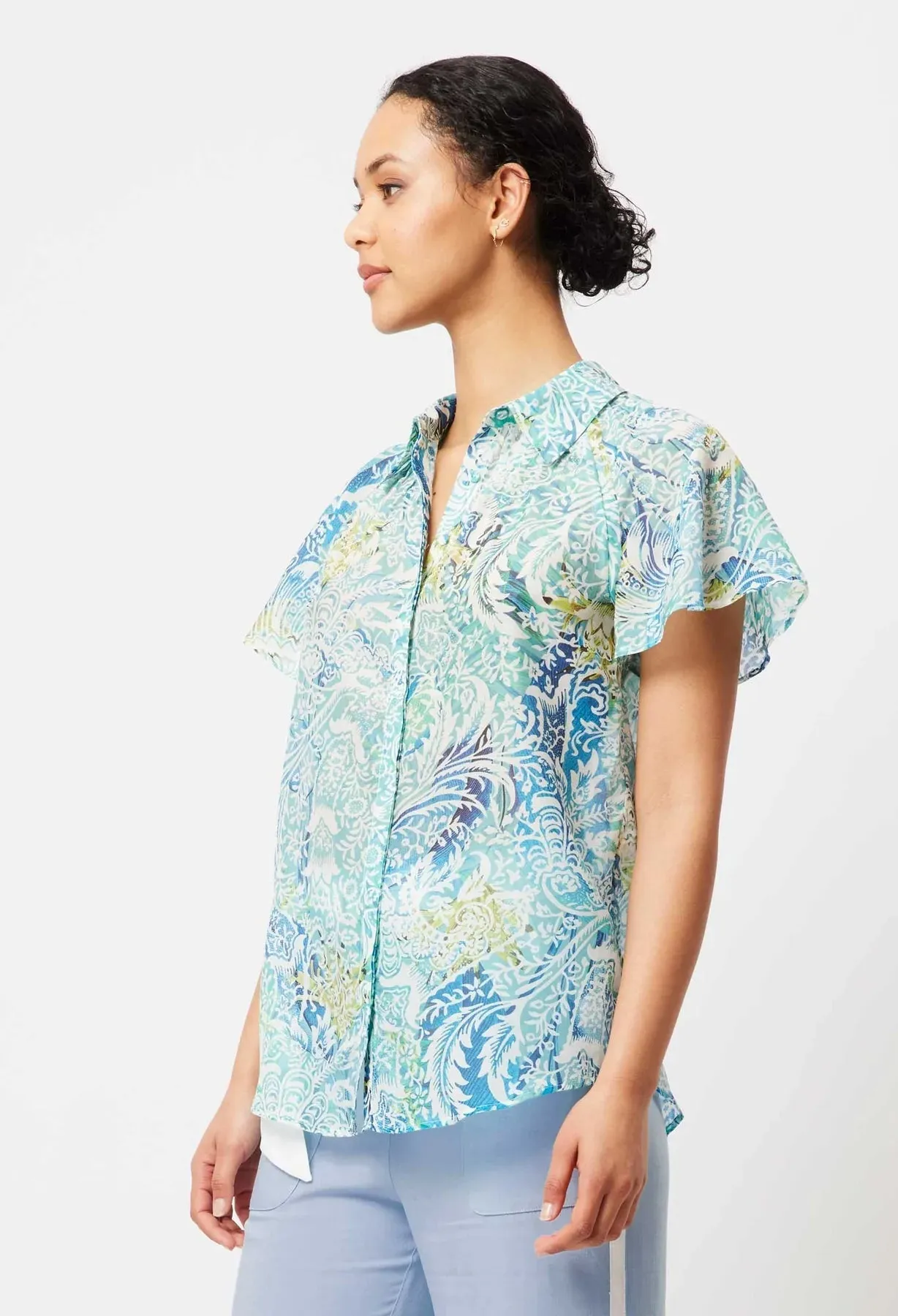 Ayanna Printed Cotton/Silk Shirt