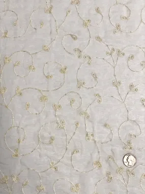 Beige Sequin & Beads on Silk Chiffon JEC-164-8 Fabric