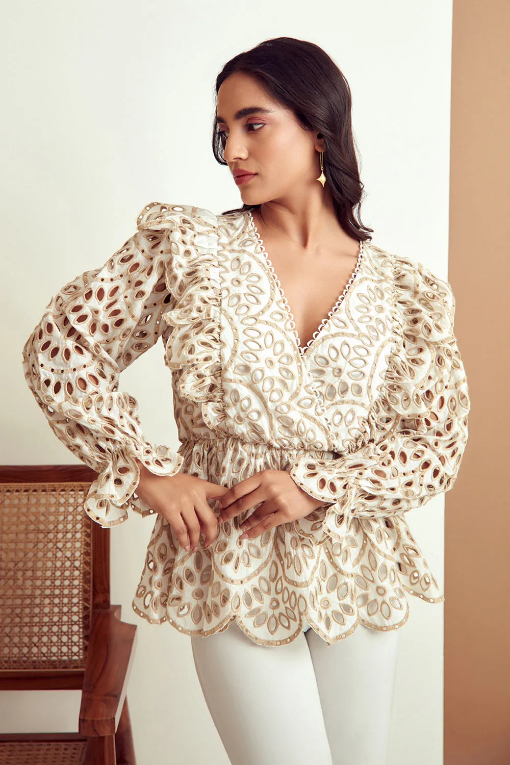Broderie Ruffled Blouse