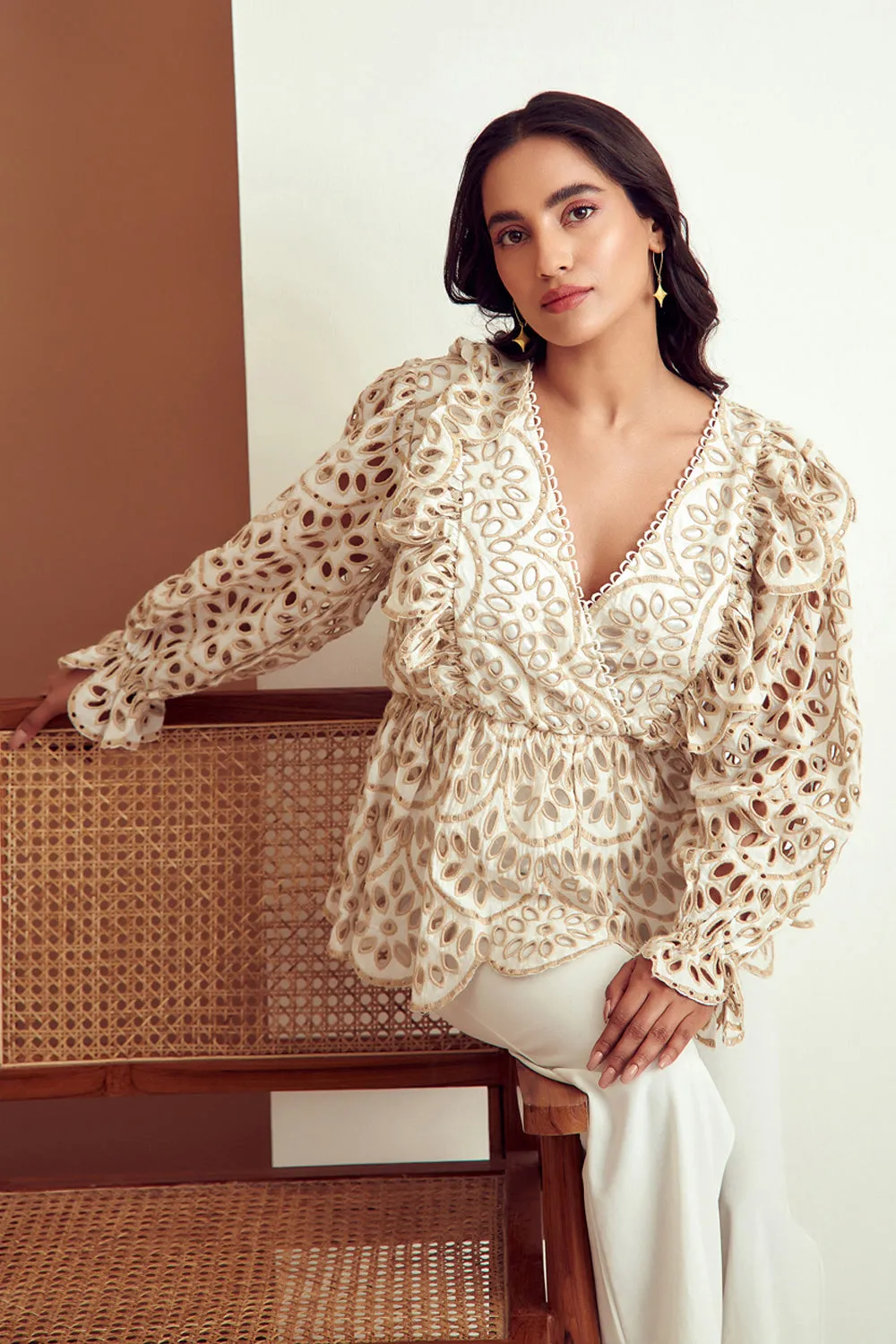 Broderie Ruffled Blouse