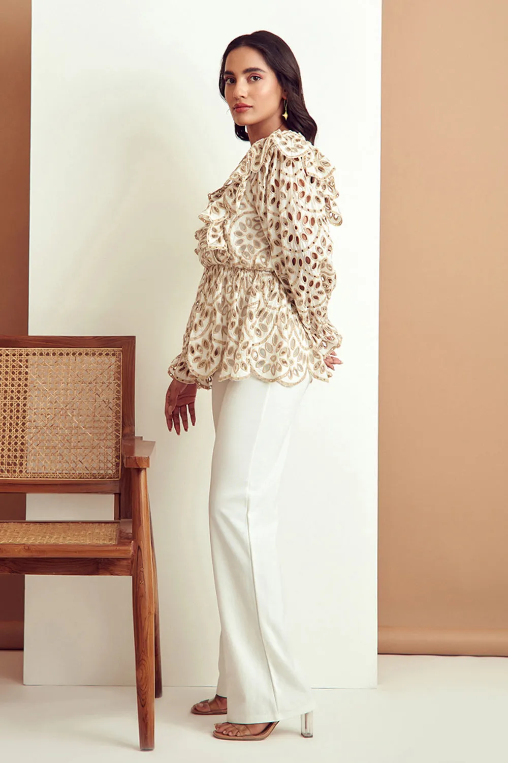 Broderie Ruffled Blouse