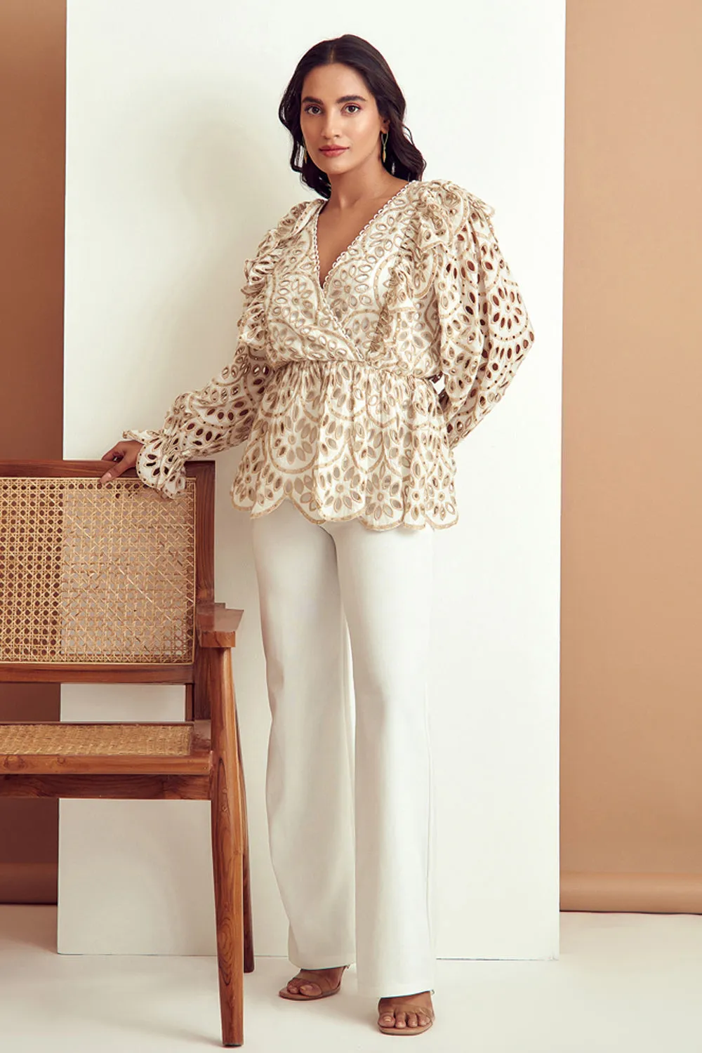Broderie Ruffled Blouse