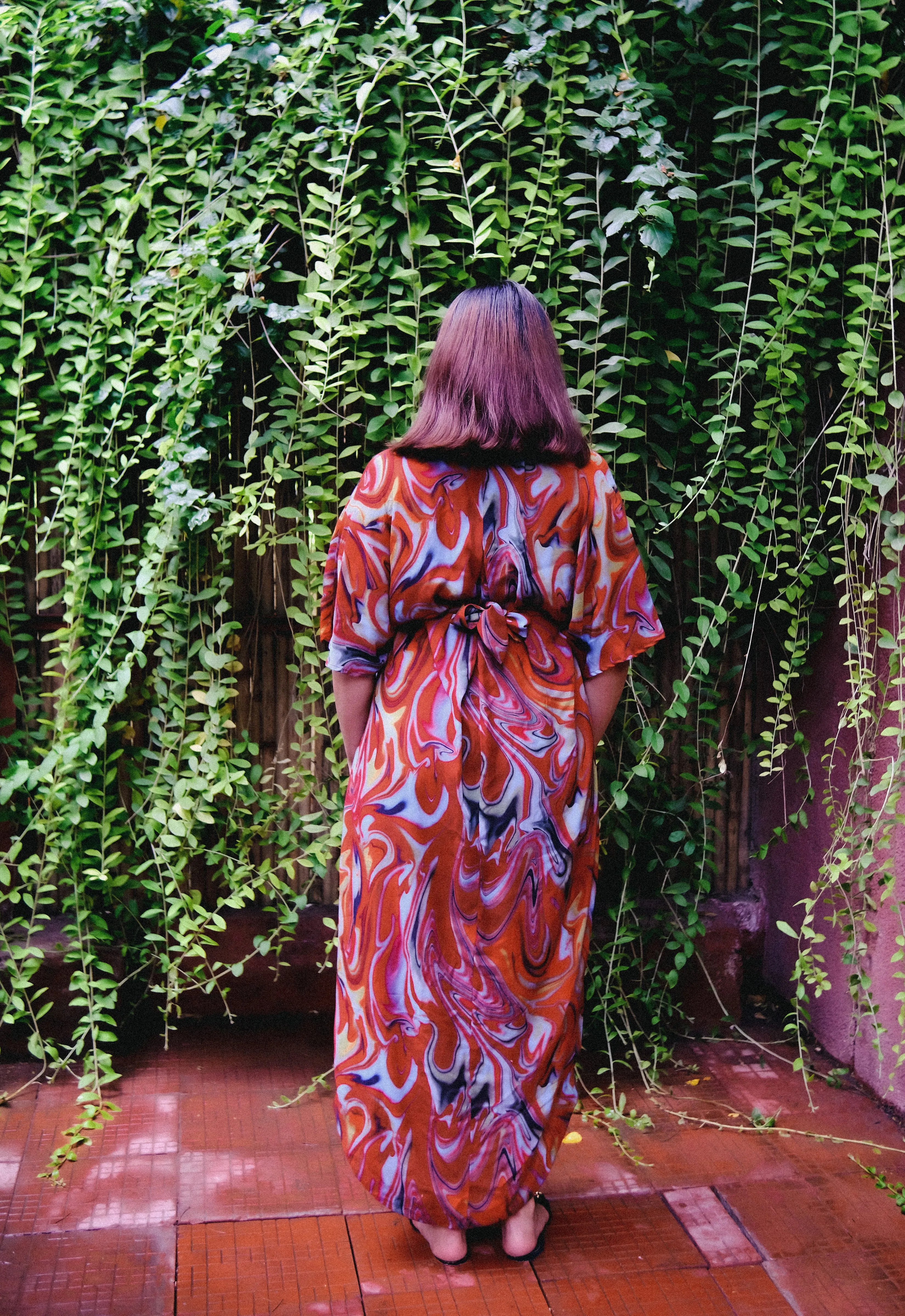 Cayenne Wave Front Or Back Tie Kaftaan Dress