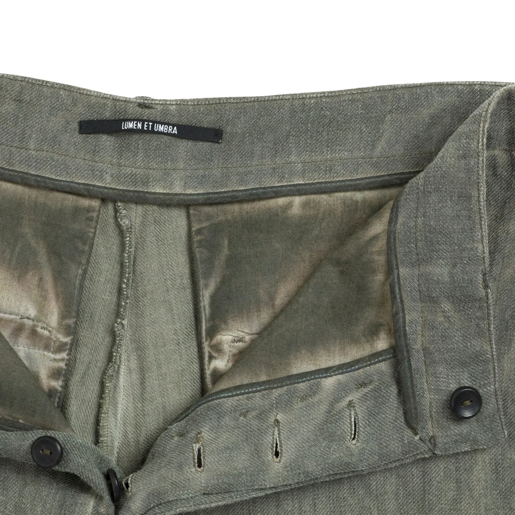 Cold Dyed Twill Weave Wool Aluminum Fiber Cropped Trousers