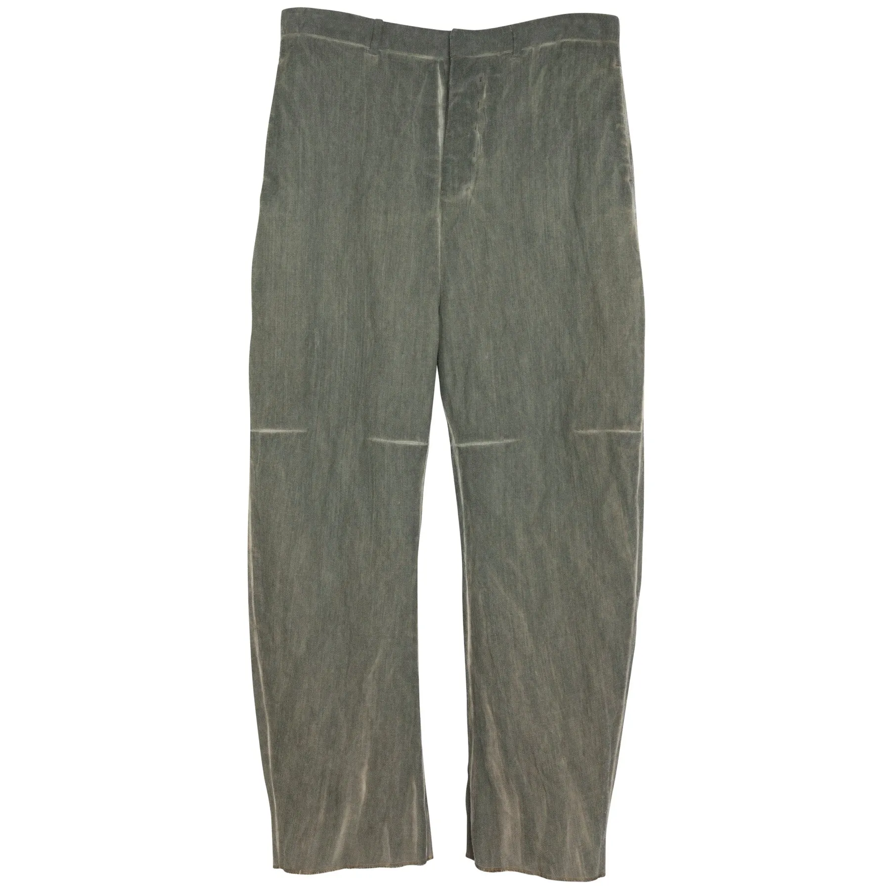 Cold Dyed Twill Weave Wool Aluminum Fiber Cropped Trousers