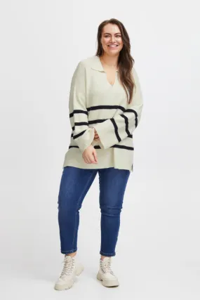 Collared V Neck Stripe Sweater *CLEARANCE*