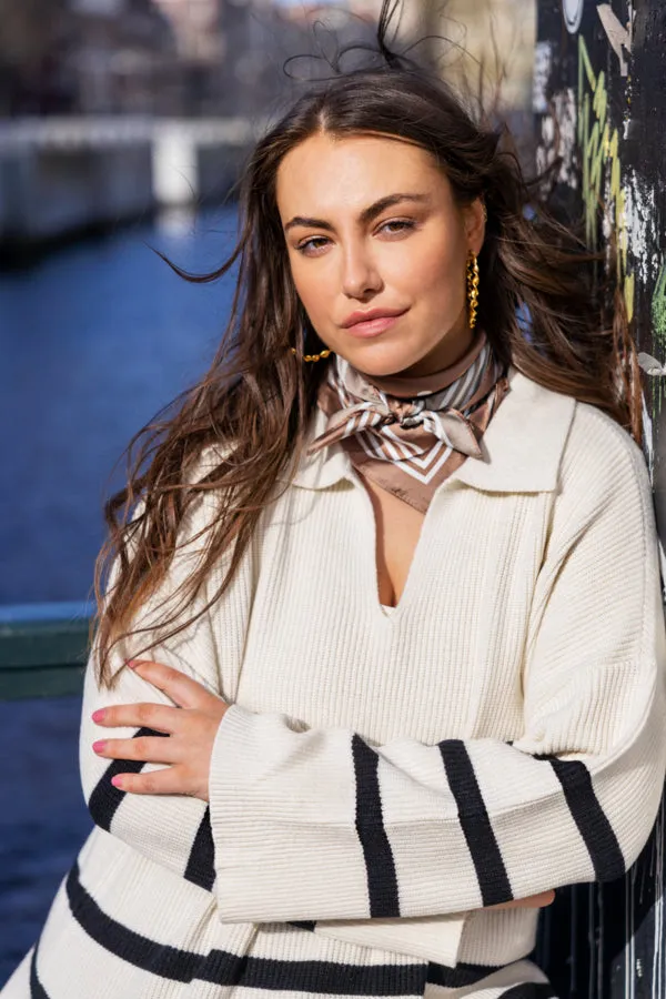 Collared V Neck Stripe Sweater *CLEARANCE*