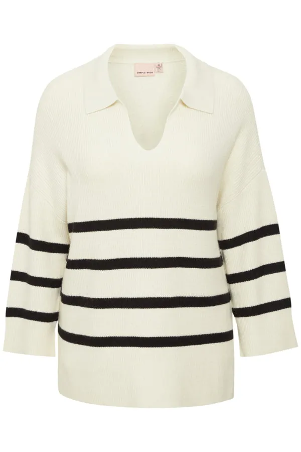 Collared V Neck Stripe Sweater *CLEARANCE*