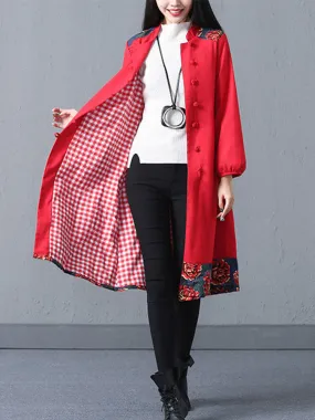Elegant Chinese Button A-Line Coats