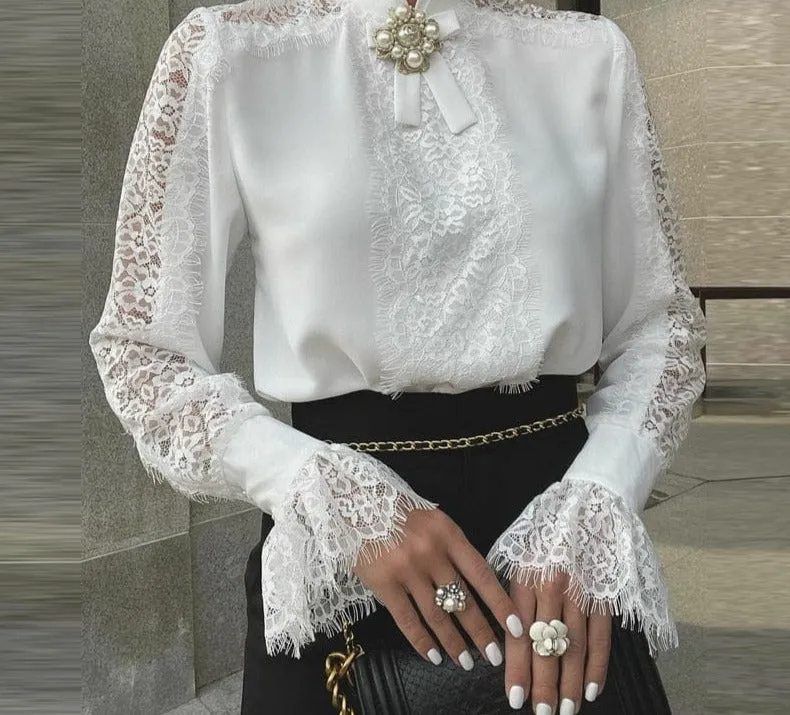 Elegant Lace Sleeve Blouse