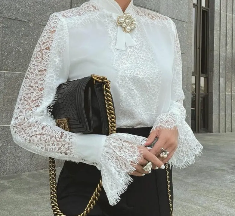 Elegant Lace Sleeve Blouse