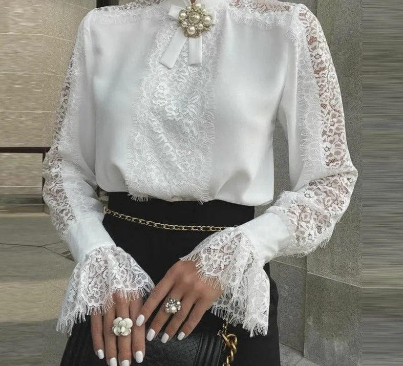 Elegant Lace Sleeve Blouse