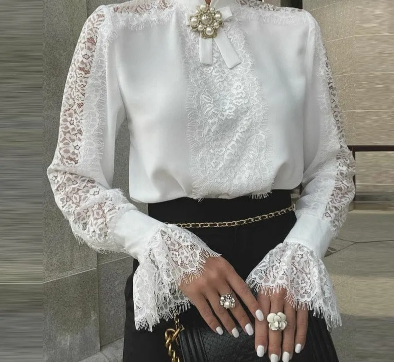Elegant Lace Sleeve Blouse