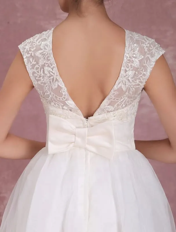 Elegant Round Neck Mini Wedding Dress