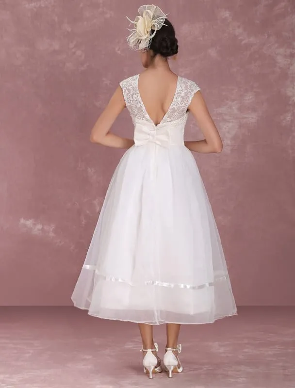 Elegant Round Neck Mini Wedding Dress