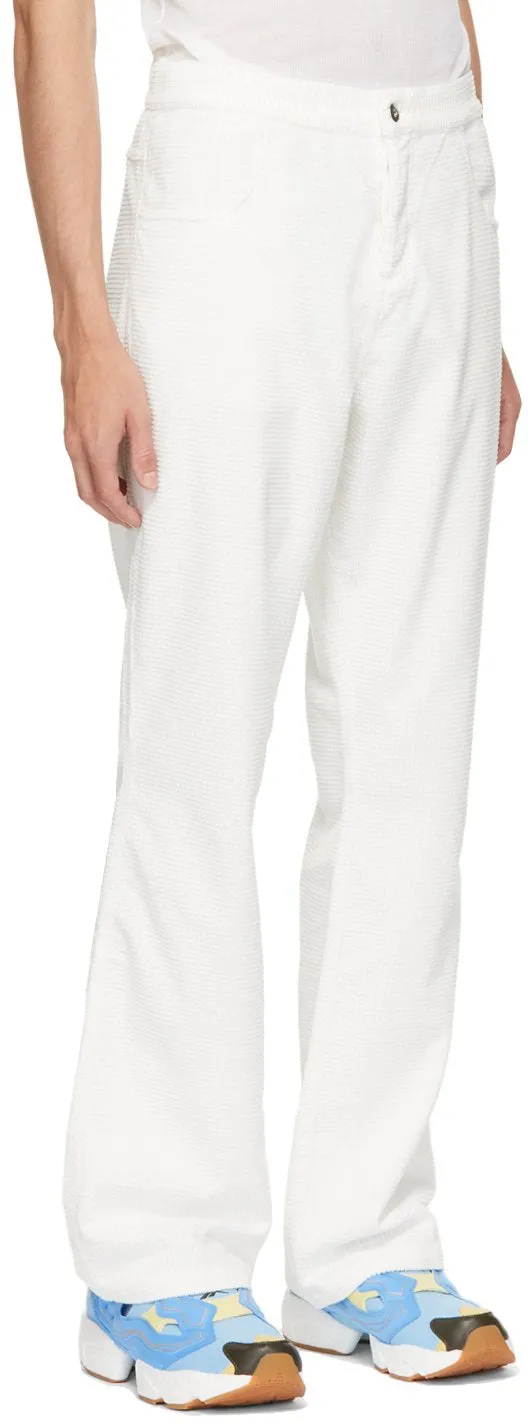 ERL White Waffle Corduroy Trousers