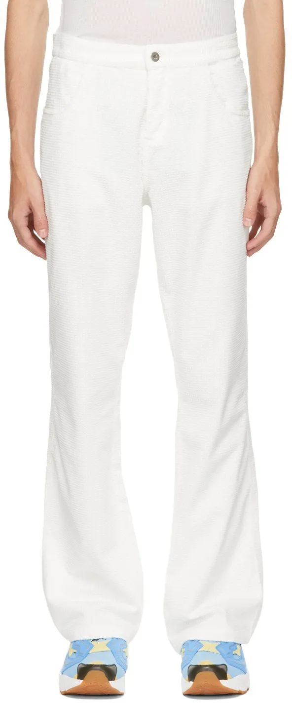 ERL White Waffle Corduroy Trousers