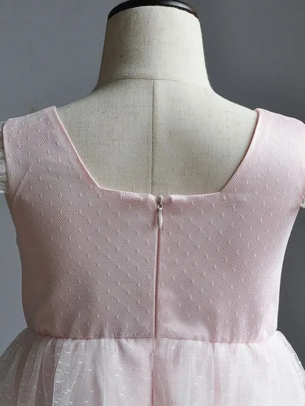 Flare Sleeve Flower Girl A Line Party Dress Floor Length Bridesmaid Dress