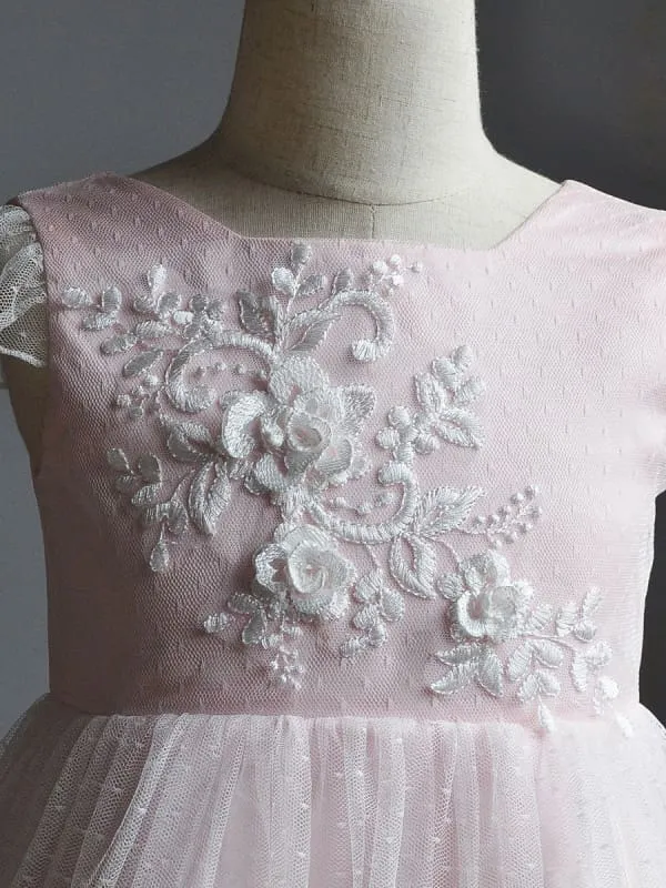 Flare Sleeve Flower Girl A Line Party Dress Floor Length Bridesmaid Dress