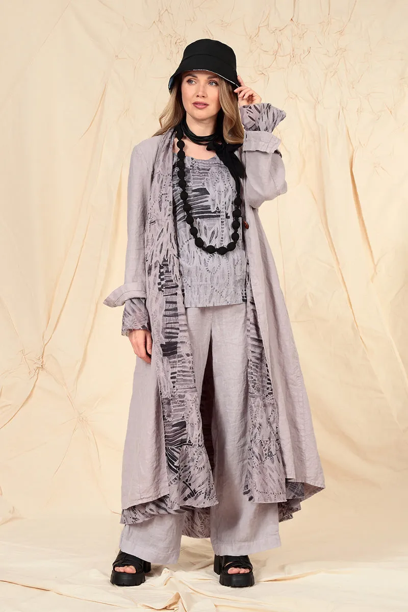 Flared Greige Lined Linen Jacket