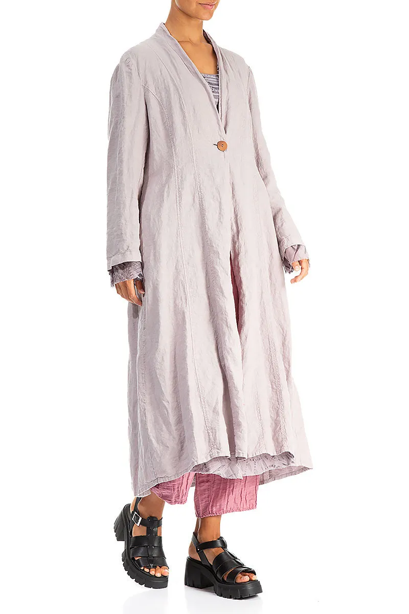 Flared Greige Lined Linen Jacket