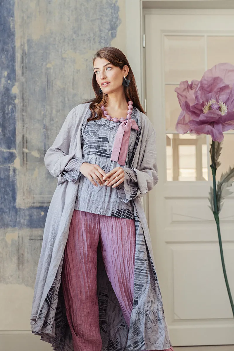 Flared Greige Lined Linen Jacket