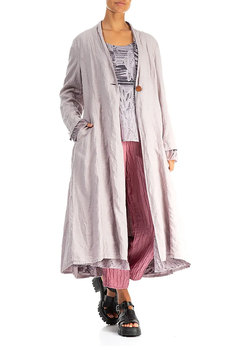 Flared Greige Lined Linen Jacket