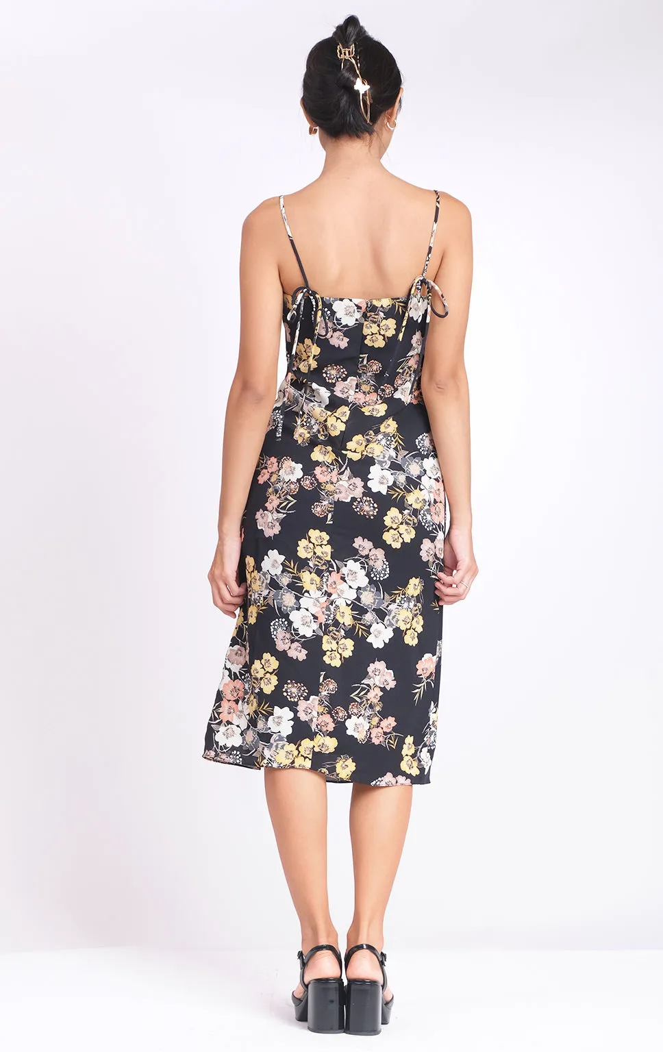 FLORAL SLIT MIDI DRESS