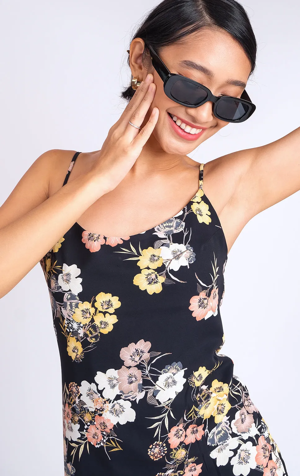 FLORAL SLIT MIDI DRESS