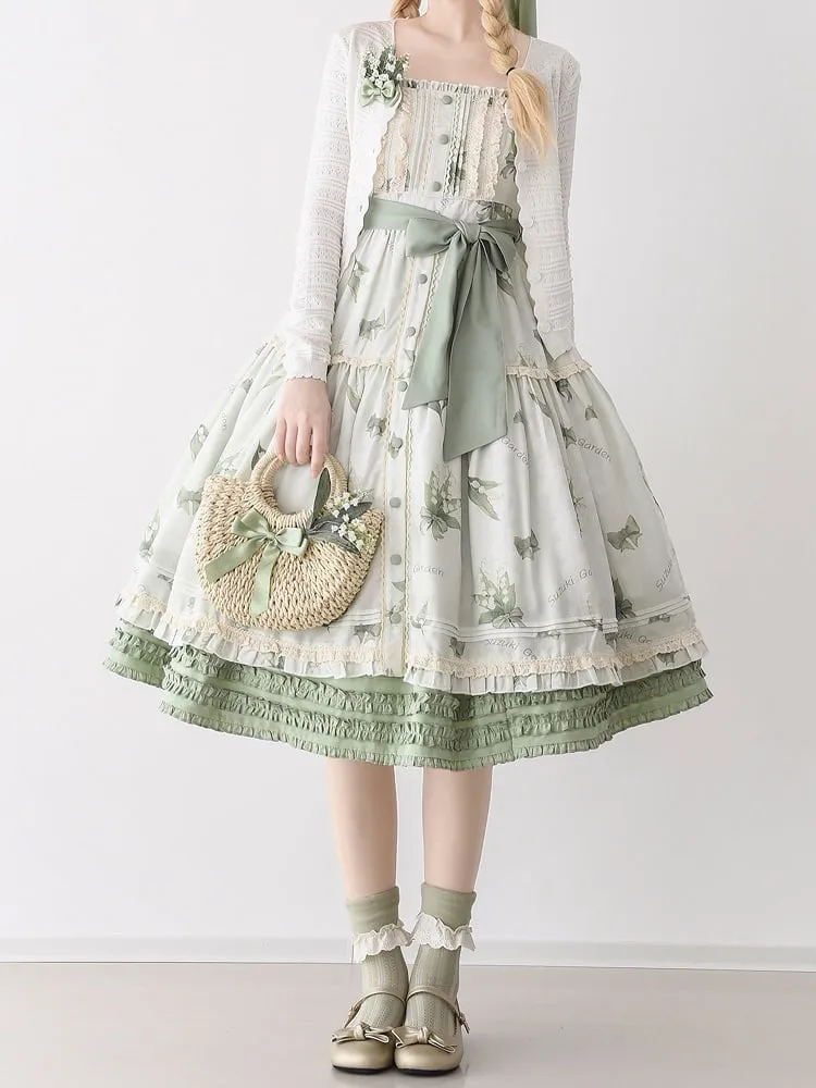 Green Elastic Waist Tea Length Lolita Underskirt