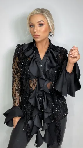 HOLLY LACE BLOUSE - BLACK