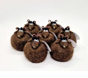 Icelandic Felted Wool Sheep Ornament - Brown