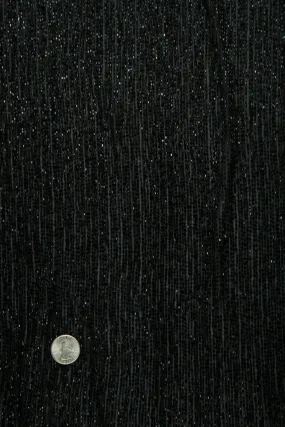 Jet Black Micro Bugle Beads on Silk Georgette Fabric