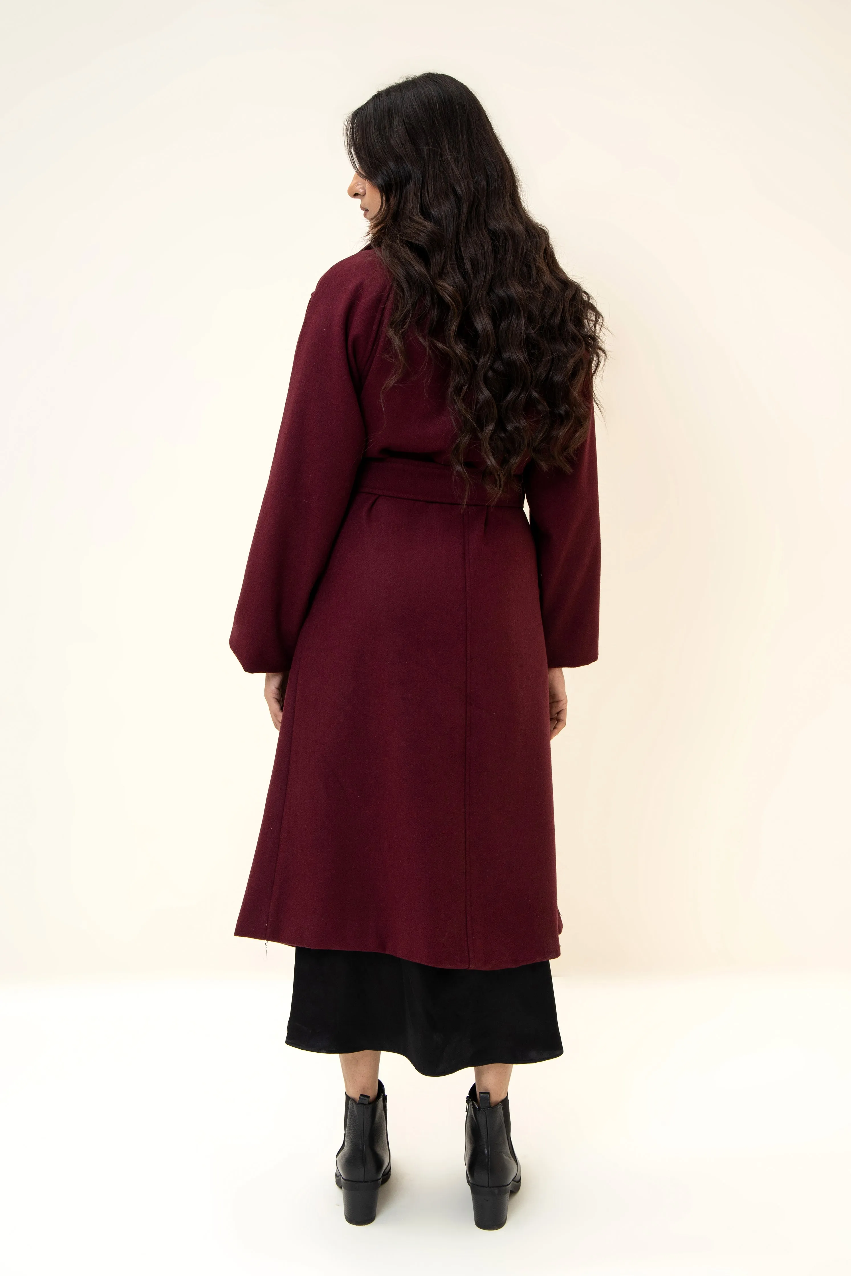 JUNO BELTED COAT CHERRY