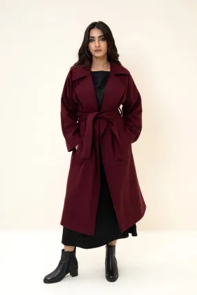 JUNO BELTED COAT CHERRY
