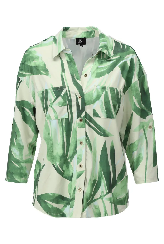 K-design - Oversized blouse met print, knopen en zakjes (A311P941)