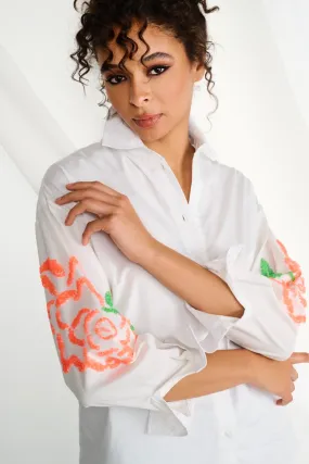 K-design - Oversized blouse met rozen (A750White)
