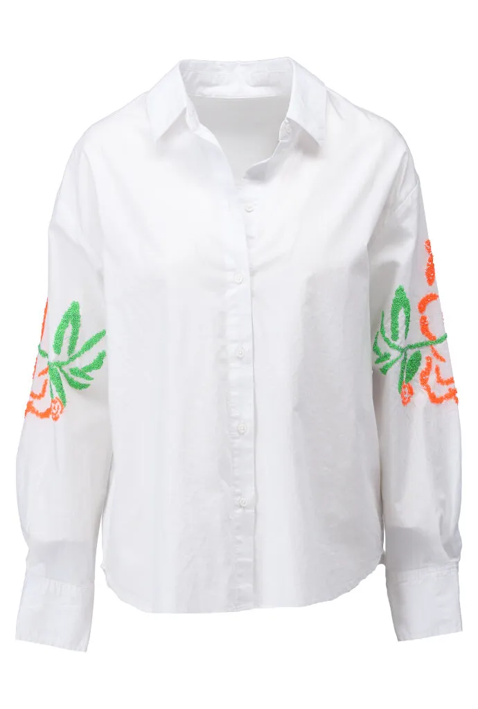 K-design - Oversized blouse met rozen (A750White)