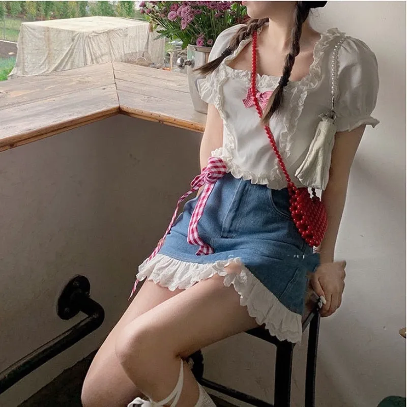 Kawaii White Sweet Female Blouse