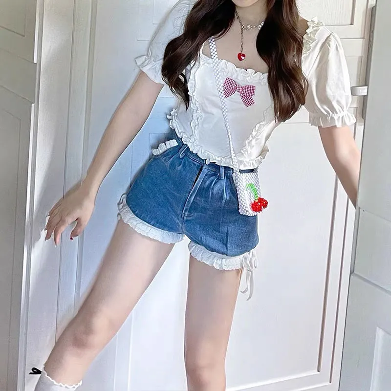 Kawaii White Sweet Female Blouse