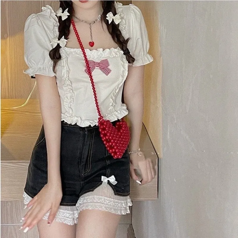 Kawaii White Sweet Female Blouse