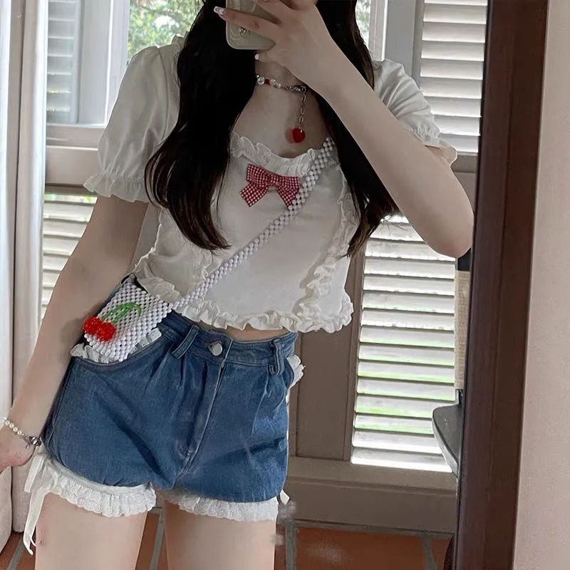 Kawaii White Sweet Female Blouse