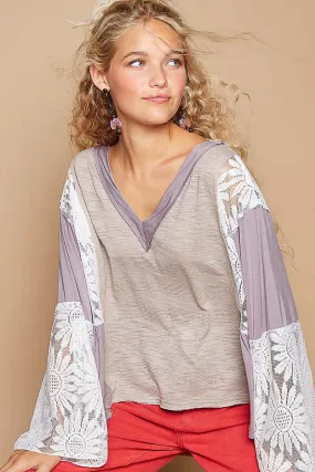 Lace Detail Flare Sleeve Blouse