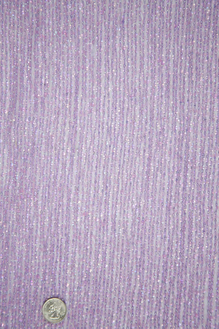 Light Pink Sequins & Beads on Silk Chiffon Fabric