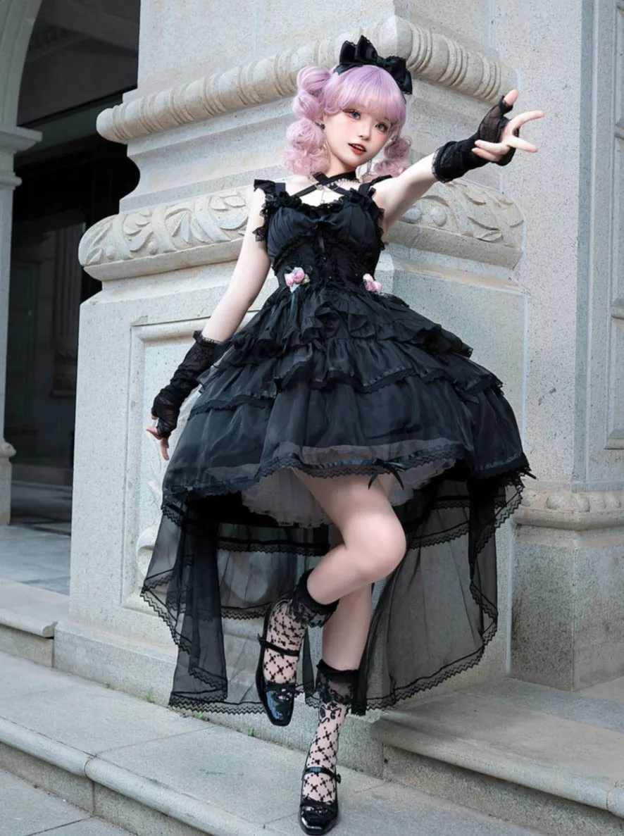 Lolita Ruffled Rose Flared Dress