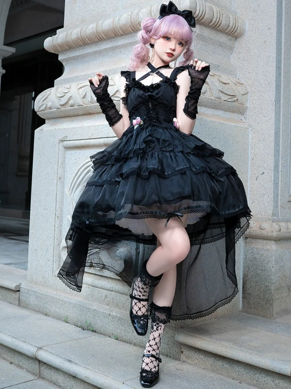 Lolita Ruffled Rose Flared Dress