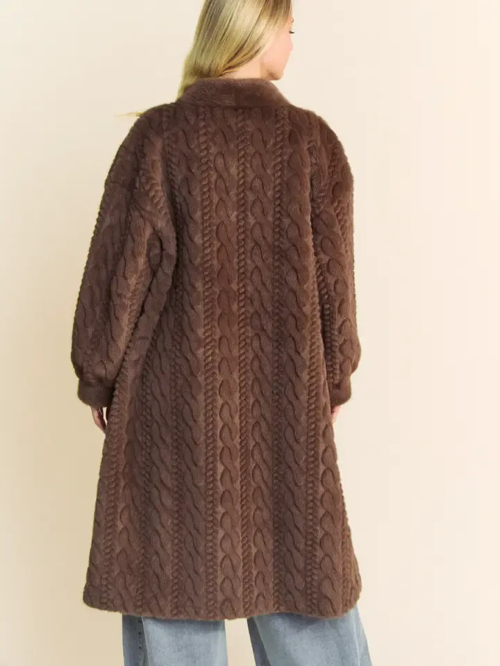 Luxurious Fuzzy Fur Rib Pattern Coat