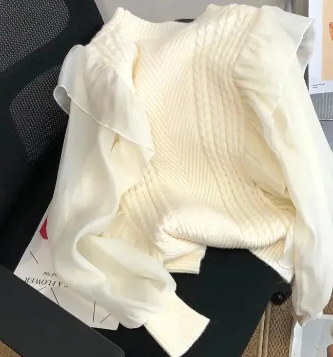 Patchwork Sweet Preppy Style Soft Sweaters